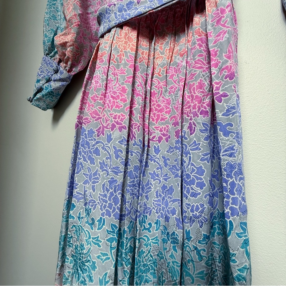 Vintage Anne Crimmins 100% Silk Jacquard Floral Midi Dress 6 | Umi Collections - Picture 10 of 10